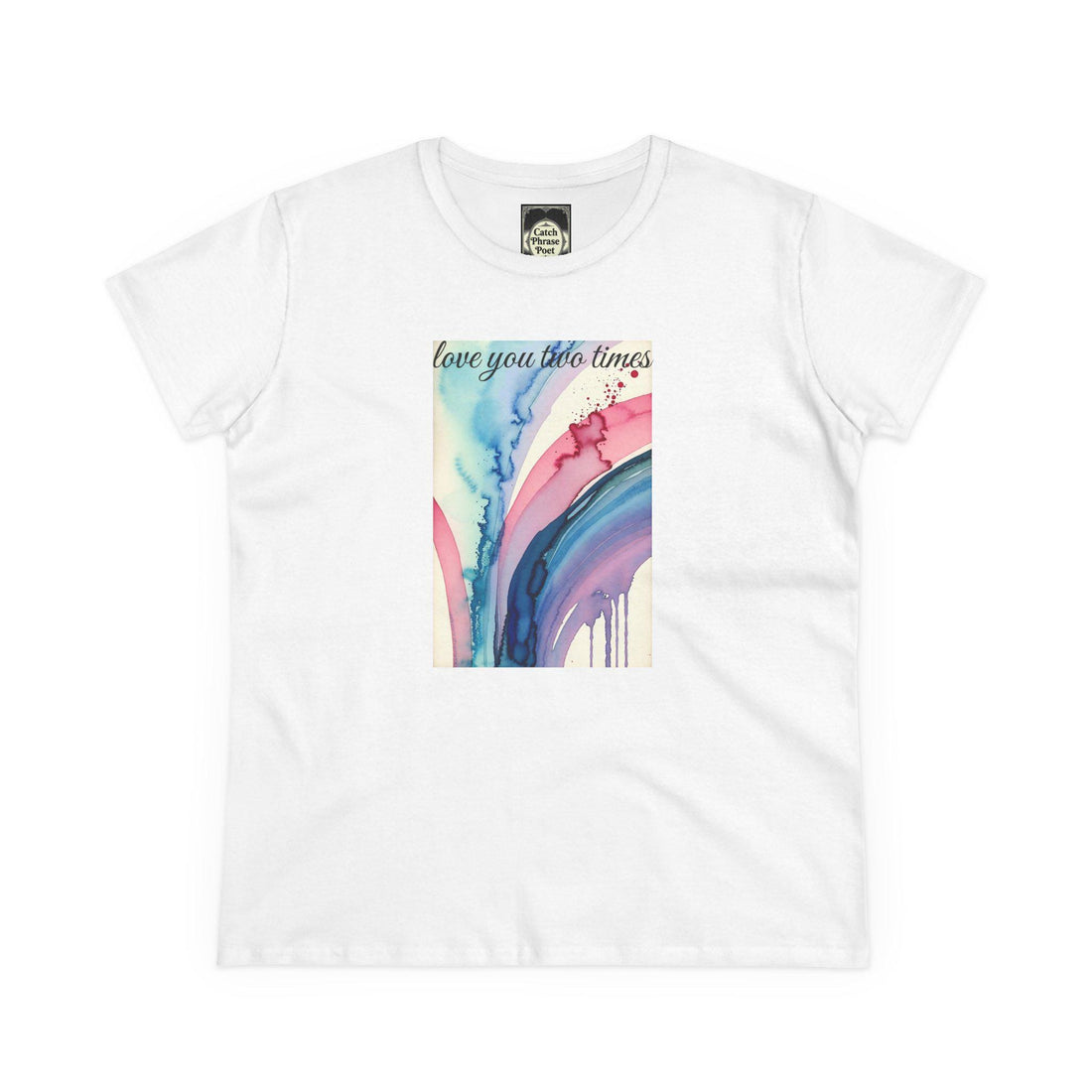 Watercolor 'Love You' Cotton Tee, Casual Graphic Shirt