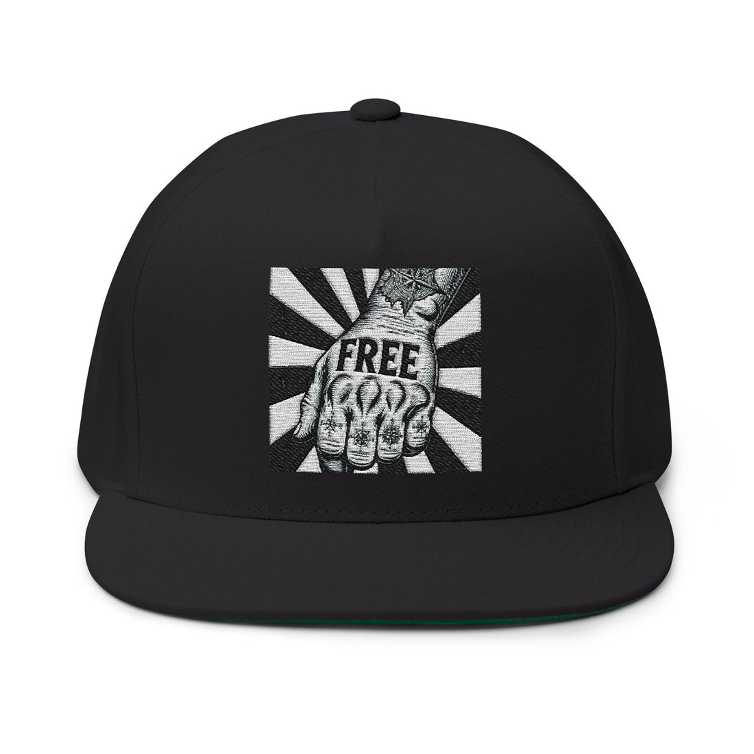 Free Spirit Embroidered Flat Bill Cap - Cotton Twill Urban Hat