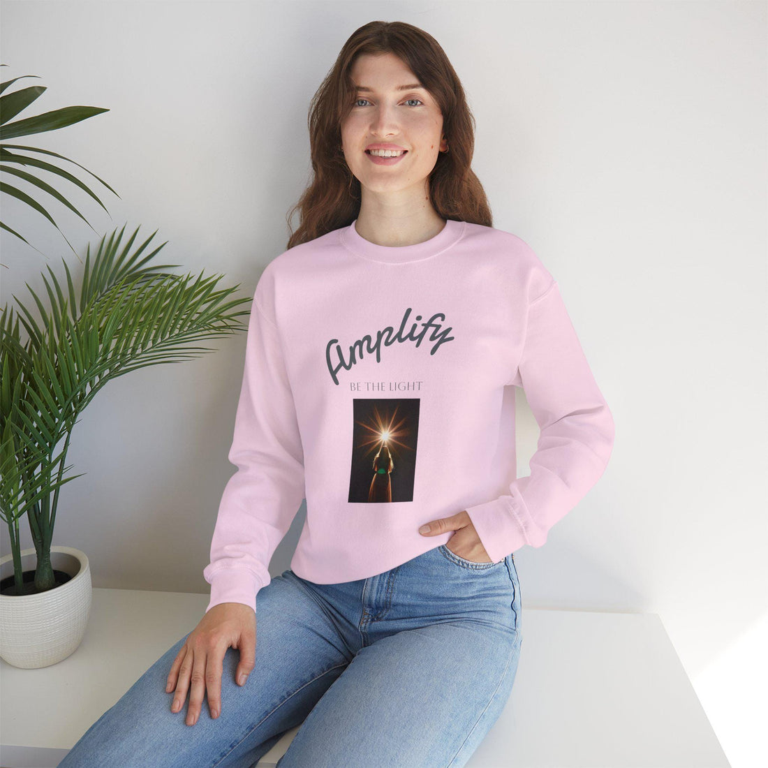 Amplify Your Spirit Unisex Crewneck Sweatshirt, Cozy Apparel, Inspirational Gift, Motivation Sweater, Relaxed Fit
