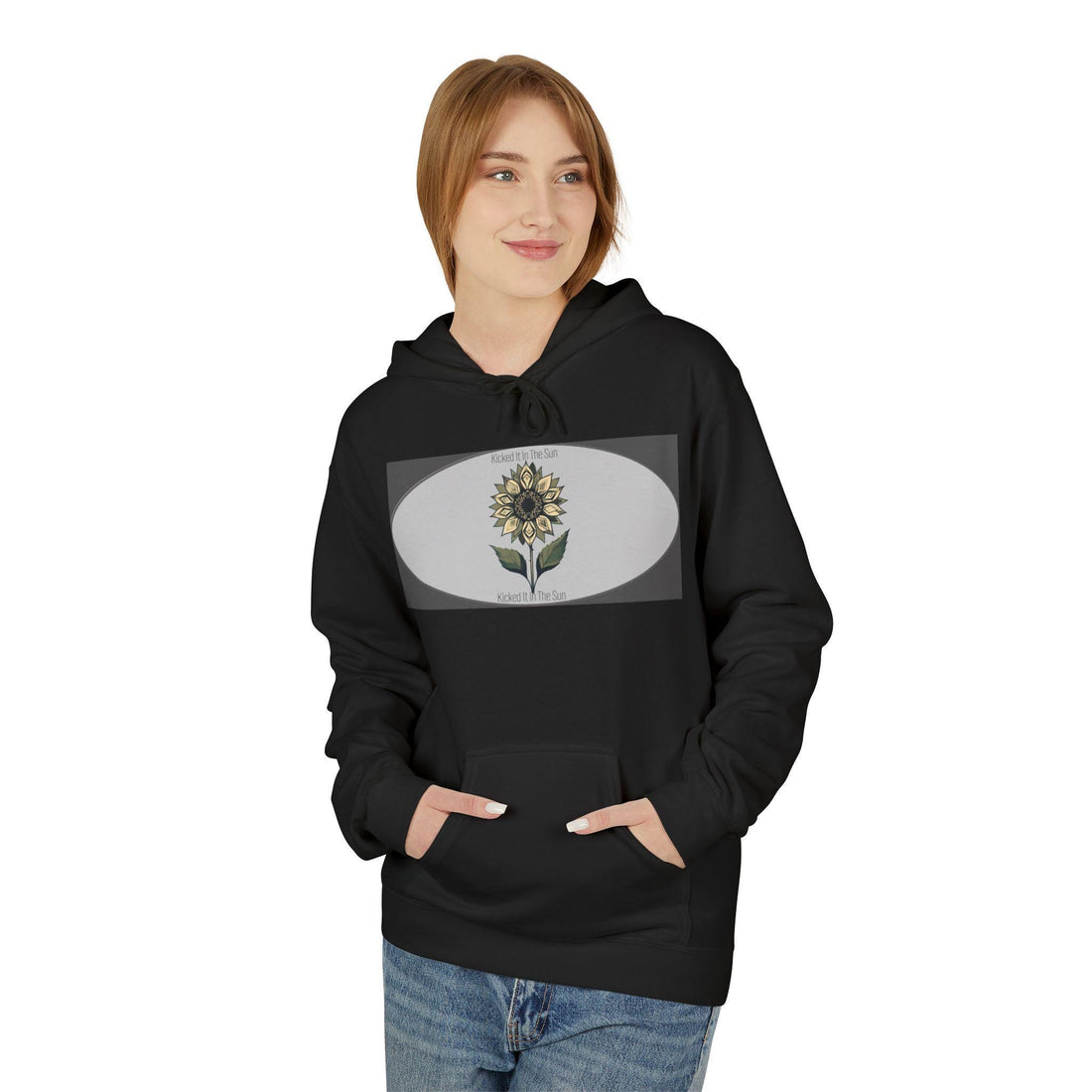 Sunflower Graphic Fleece Hoodie, Unisex Floral Design